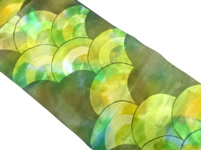 JAPANESE KIMONO / HIKIFOIL / WOVEN / BLUE SEA WAVE PATTERN / NAGOYA OB